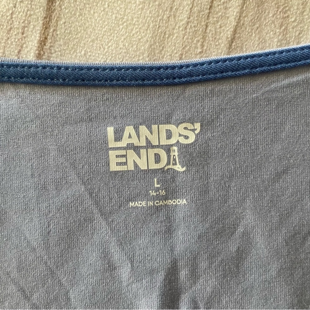 Lands’ End Button Front Top Blouse Women’s L Lightweight Long Sleeve Smocked EUC - Picture 7 of 13